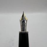 Montblanc Solitaire Ceramic Black Prisma Classique #145  Fountain Pen   -  Fine 14kt Gold Nib