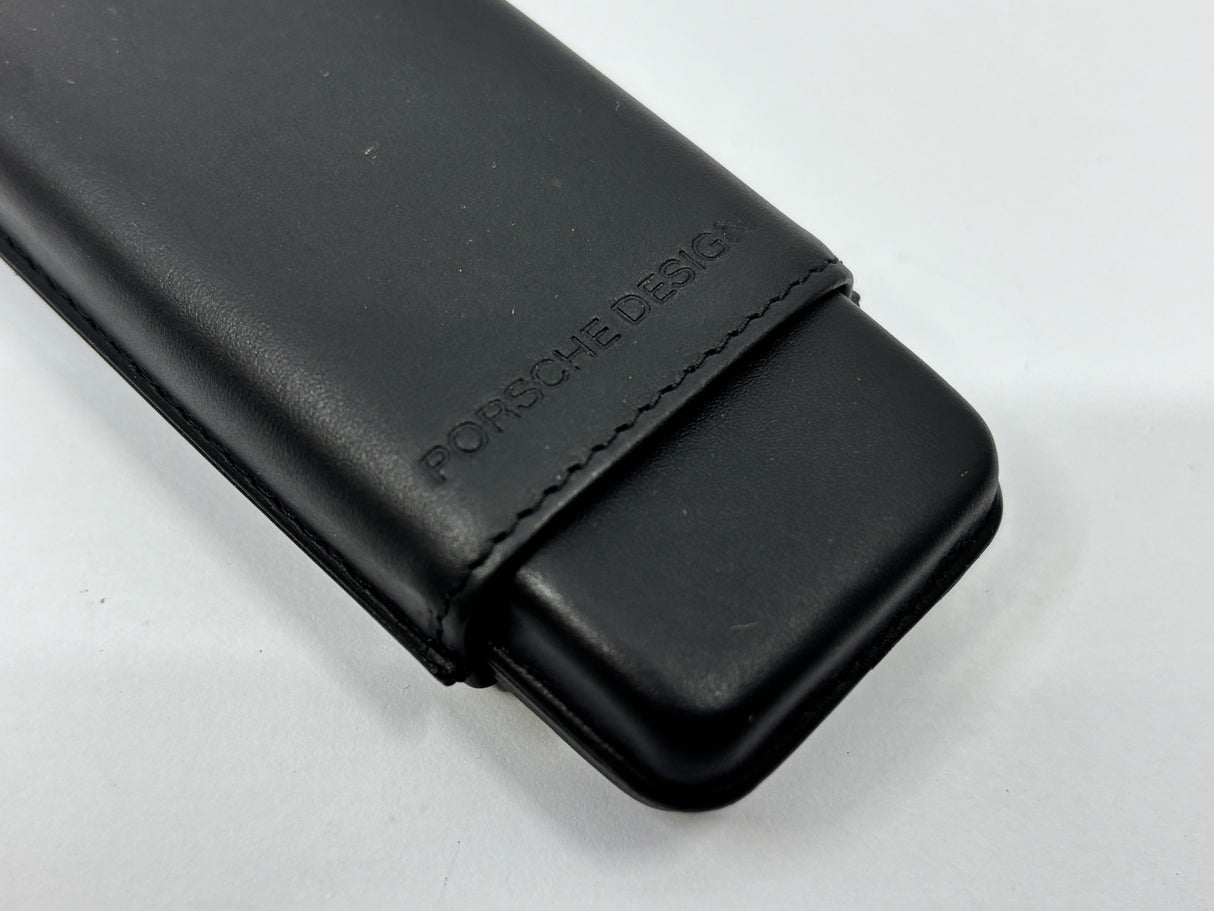 PORSCHE DESIGN Beautiful Black Leather pen case  - Hold 2 pens