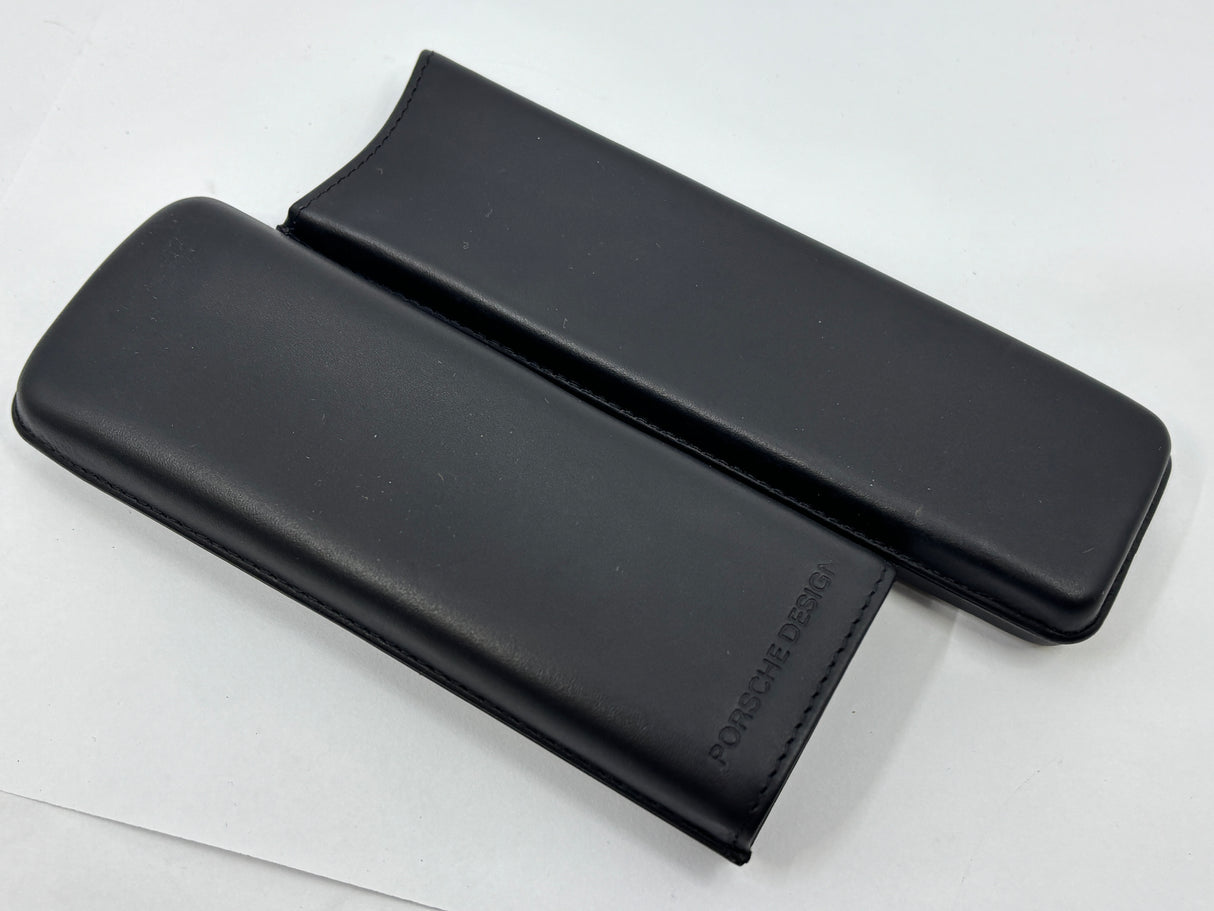 PORSCHE DESIGN Beautiful Black Leather pen case  - Hold 2 pens