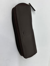 AURORA Beautiful Brown Leather pen case with zip - Hold 2 pens
