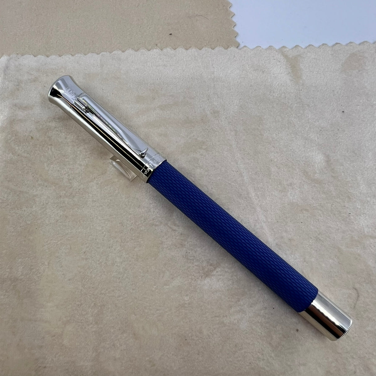 Graf Von Faber Castell Blue Resin Guilloche Fountain Pen  - Fine 18 Kt Gold Nib