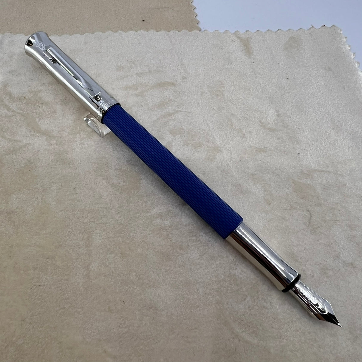 Graf Von Faber Castell Blue Resin Guilloche Fountain Pen  - Fine 18 Kt Gold Nib