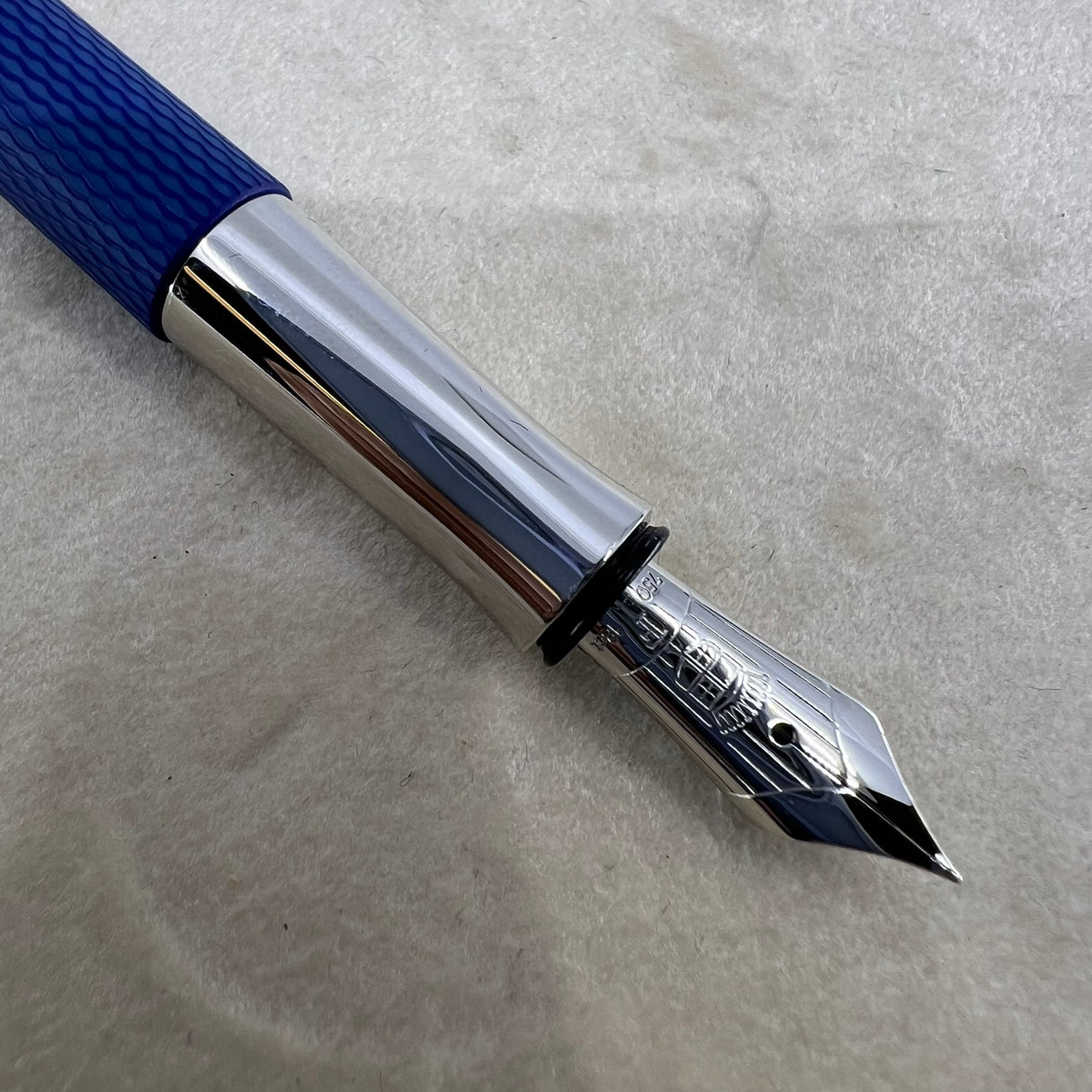 Graf Von Faber Castell Blue Resin Guilloche Fountain Pen  - Fine 18 Kt Gold Nib
