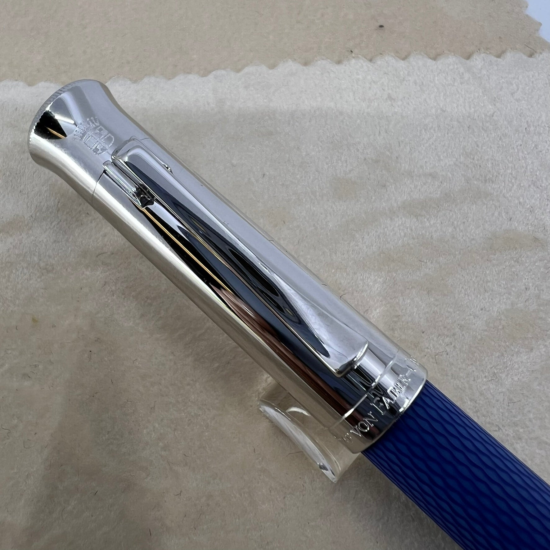 Graf Von Faber Castell Blue Resin Guilloche Fountain Pen - Fine 18