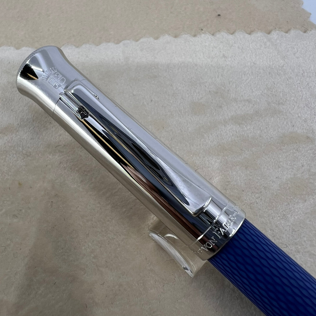 Graf Von Faber Castell Blue Resin Guilloche Fountain Pen  - Fine 18 Kt Gold Nib