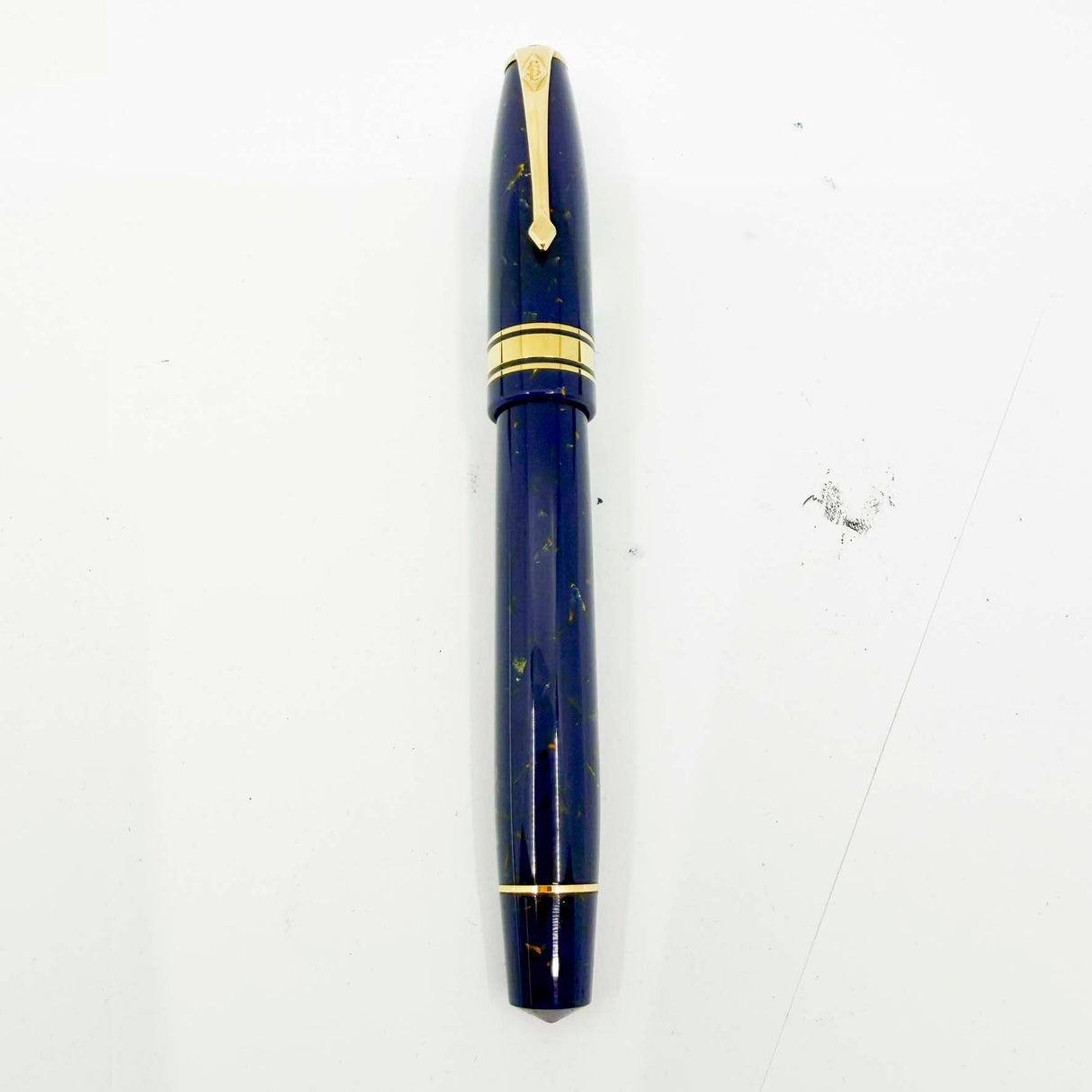 Conway Stewart 100 Sapphire Blue with Gold Flecks  Fountain Pen - Double Broad 18kt Gold Nib