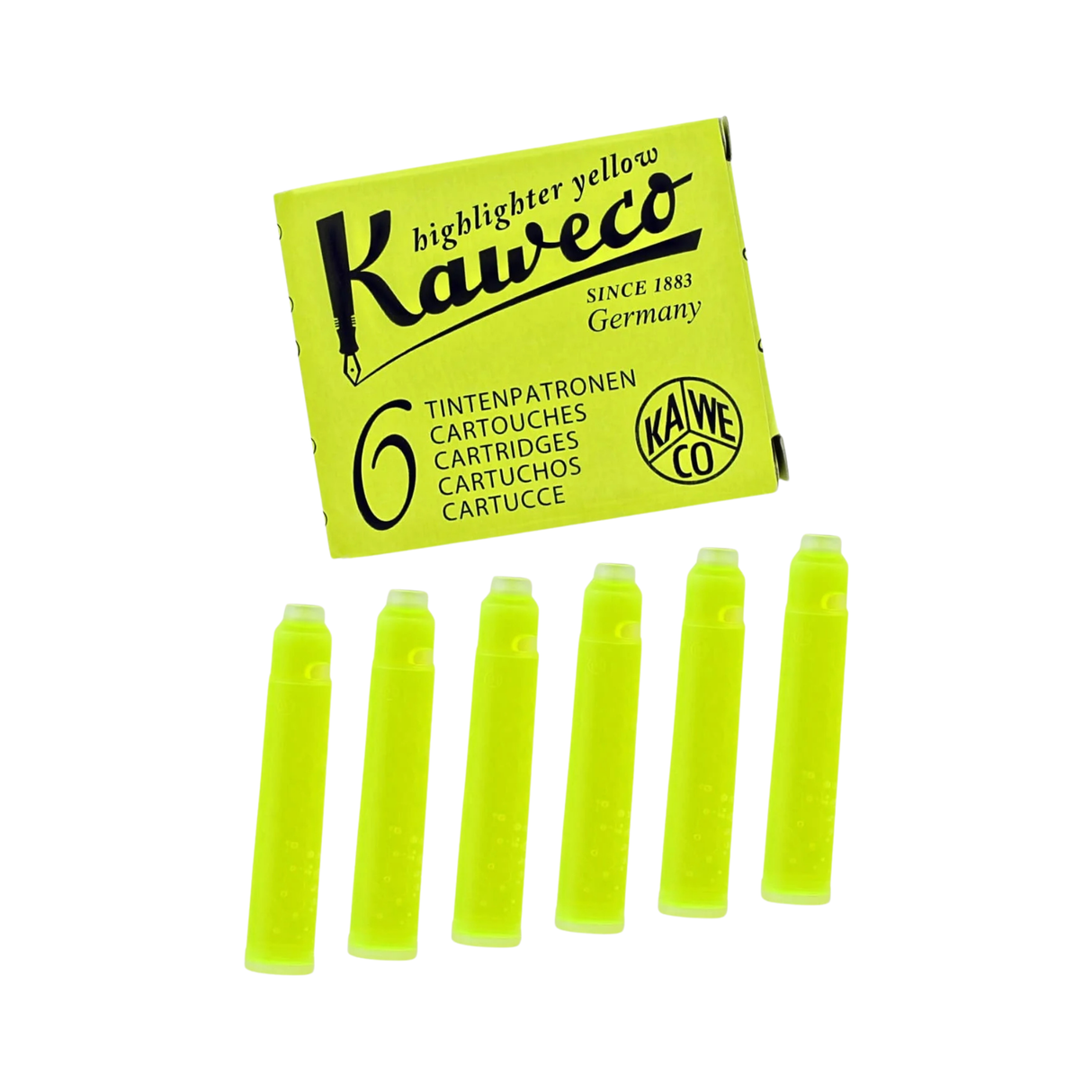 Kaweco Ice Ink Cartridges Short in Glowing Yellow (Pack of 6)