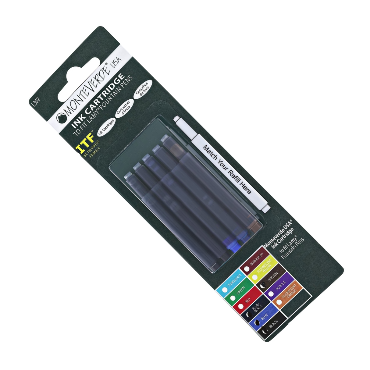 Monteverde for Lamy Fountain Ink Cartridges in Rainbow Colors (2 Packs of 5)