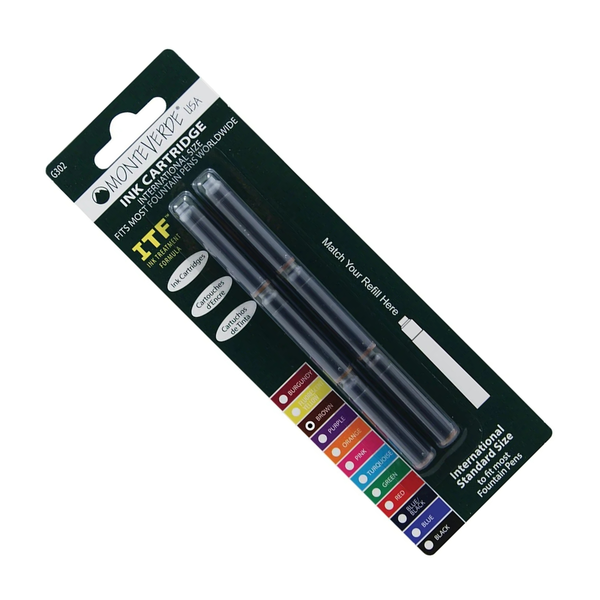 Monteverde Ink International Size Ink Cartridges in Purple (Pack of 6)