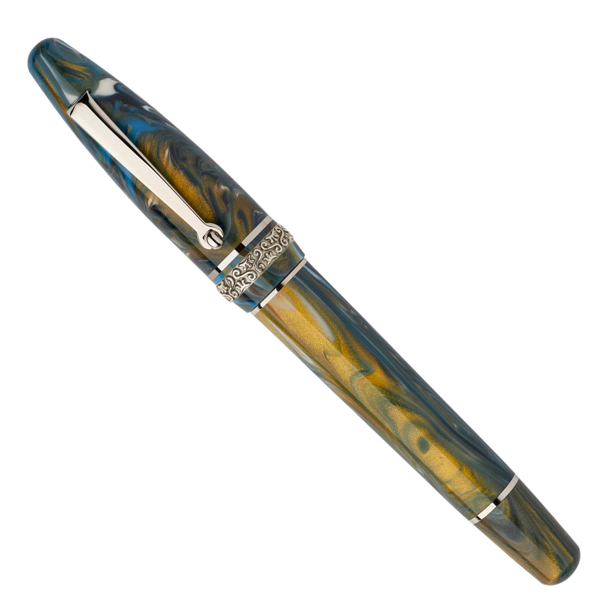 Maiora Ogiva Golden Age Blue w/Gold Trim (Wind) - Fountain Pen (14kt Nib - Piston Fill)