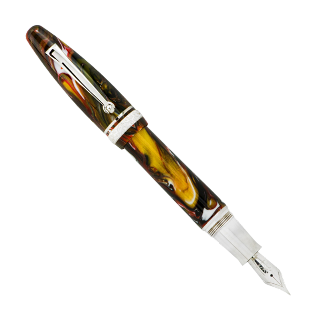 Maiora Ogiva Golden Age Brown w/Chrome Trim (Fire) - Fountain Pen (Cartridge Converter)