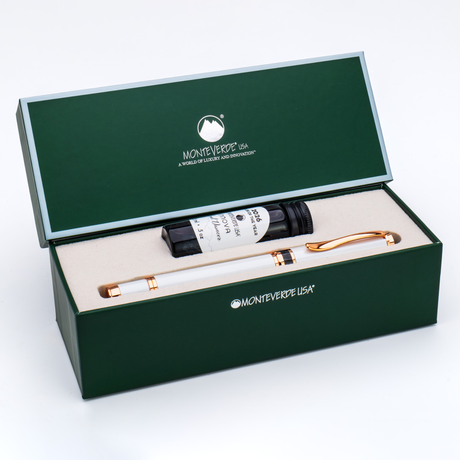 Monteverde USA Innova 2026 Color of The Year Cloud Dancer Fountain Pen Rosegold Trim box Collection