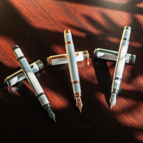 Monteverde USA Innova 2026 Color of The Year Cloud Dancer Fountain Pen Rosegold, gunmetal and chrome Trim Collection