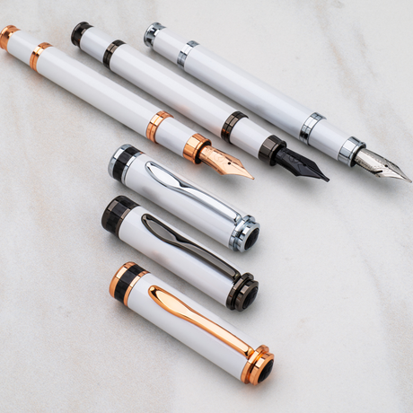 Monteverde USA Innova 2026 Color of The Year Cloud Dancer Fountain Pen Rosegold, gunmetal and chrome Trim Collection