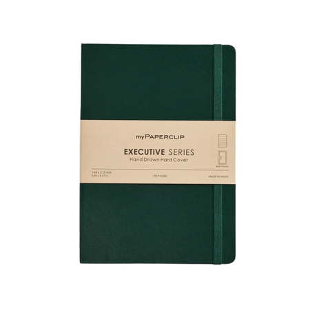 My Paperclip EXECUTIVE SERIES HARD COVER Back Pocket Green Ruled Collection