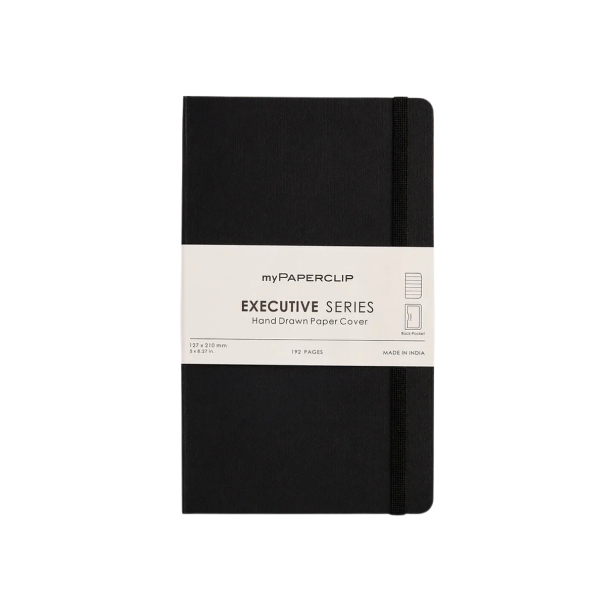 My Paperclip Executive Series Notebook (Soft Cover) - Medium (With Back Pocket) 127 x 210 mm Collection Ruled Black