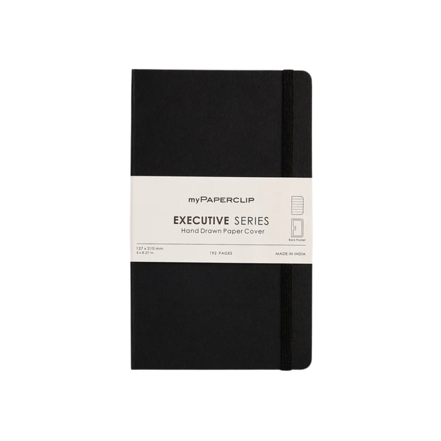 My Paperclip Executive Series Notebook (Soft Cover) - Medium (With Back Pocket) 127 x 210 mm Collection Ruled Black
