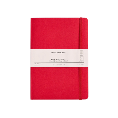 My Paperclip Executive Series Notebook (Soft Cover) - A5 (With Back Pocket) 148 x 210 mm Collection Checks Red
