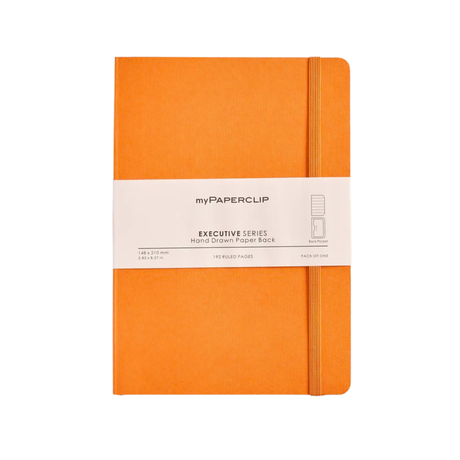 My Paperclip Executive Series Notebook (Soft Cover) - A5 (With Back Pocket) 148 x 210 mm Collection Ruled Orange