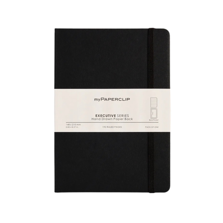 My Paperclip Executive Series Notebook (Soft Cover) - A5 (With Back Pocket) 148 x 210 mm Collection Ruled Black