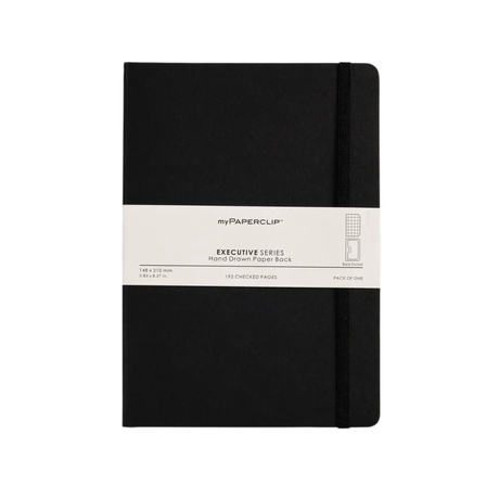 My Paperclip Executive Series Notebook (Soft Cover) - A5 (With Back Pocket) 148 x 210 mm Collection Checks Black