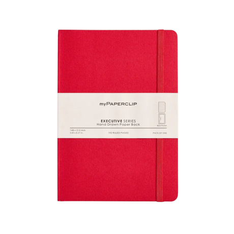 My Paperclip Executive Series Notebook (Soft Cover) - A5 (With Back Pocket) 148 x 210 mm Collection Ruled Red
