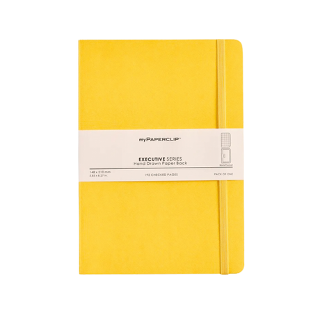 My Paperclip Executive Series Notebook (Soft Cover) - A5 (With Back Pocket) 148 x 210 mm Collection Checks Yellow