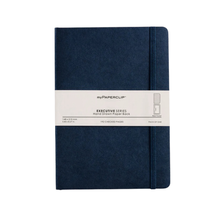 My Paperclip Executive Series Notebook (Soft Cover) - A5 (With Back Pocket) 148 x 210 mm Collection Checks Blue