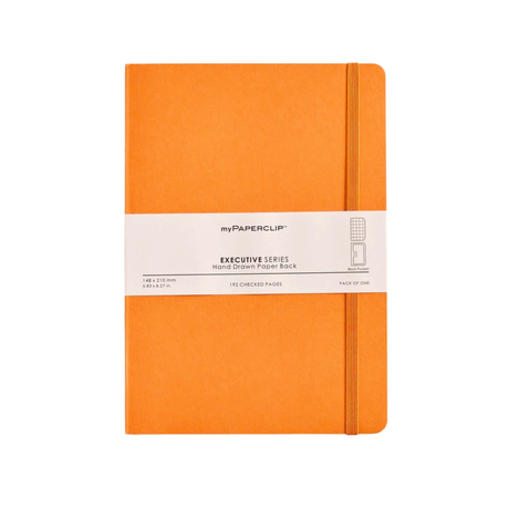 My Paperclip Executive Series Notebook (Soft Cover) - A5 (With Back Pocket) 148 x 210 mm Collection Checks Orange