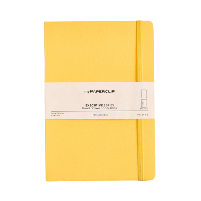 My Paperclip Executive Series Notebook (Soft Cover) - Large (With Back Pocket)  165 x 241 mm Collection  Plain Yellow