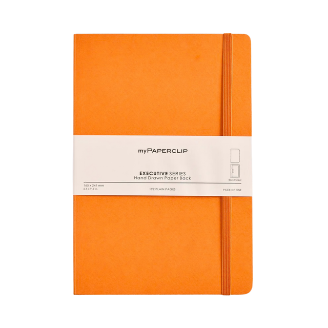 My Paperclip Executive Series Notebook (Soft Cover) - Large (With Back Pocket)  165 x 241 mm Collection  Orange Plain