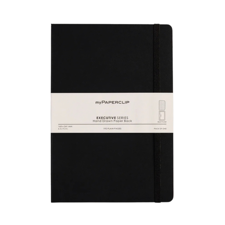 My Paperclip Executive Series Notebook (Soft Cover) - Large (With Back Pocket)  165 x 241 mm Collection Checks Black