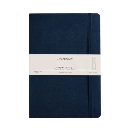 My Paperclip Executive Series Notebook (Soft Cover) - Large (With Back Pocket)  165 x 241 mm Collection  Checks Blue