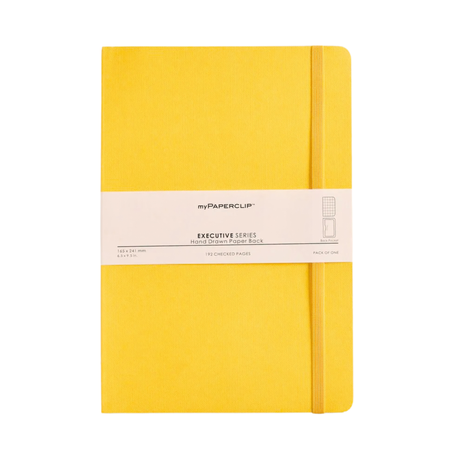 My Paperclip Executive Series Notebook (Soft Cover) - Large (With Back Pocket)  165 x 241 mm Collection  checks Yellow