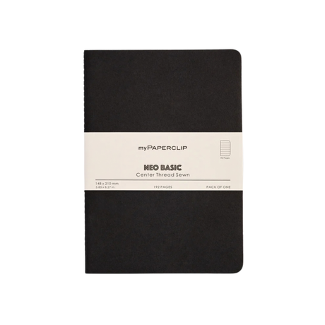 My Paperclip Neo Basic Center Thread Sewn Notebook 148 x 210 mm Ruled Collection Black