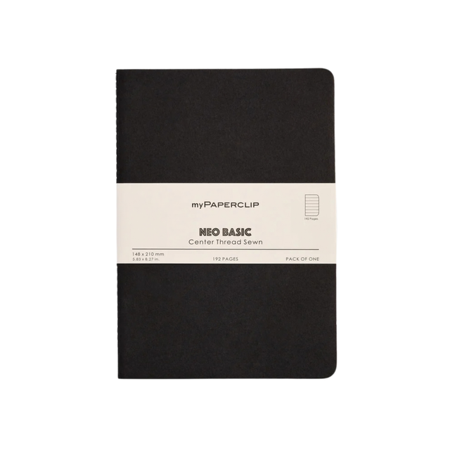 My Paperclip Neo Basic Center Thread Sewn Notebook 148 x 210 mm Ruled Collection Black