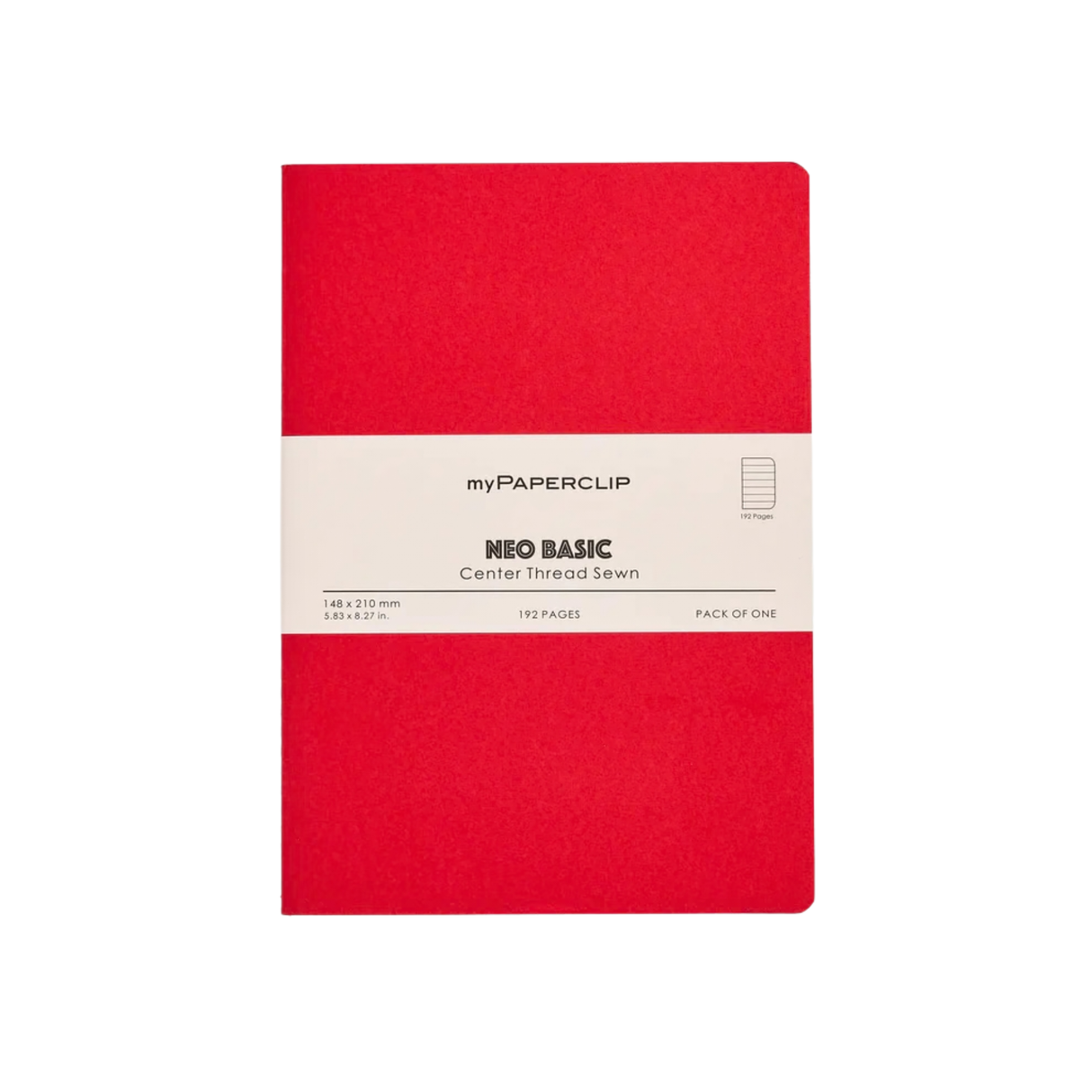 My Paperclip Neo Basic Center Thread Sewn Notebook 148 x 210 mm Ruled Red Collection
