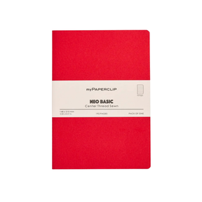 My Paperclip Neo Basic Center Thread Sewn Notebook 148 x 210 mm Ruled Red Collection
