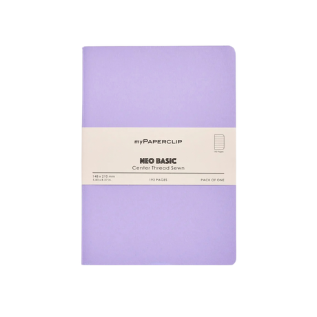 My Paperclip Neo Basic Center Thread Sewn Notebook 148 x 210 mm Ruled Lilac Collection