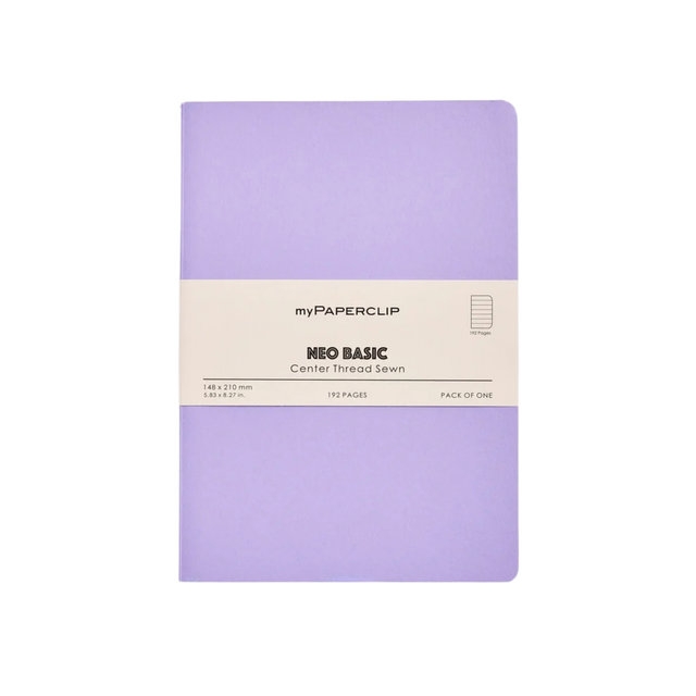 My Paperclip Neo Basic Center Thread Sewn Notebook 148 x 210 mm Ruled Lilac Collection