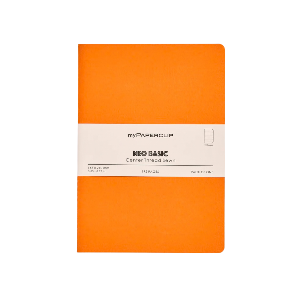My Paperclip Neo Basic Center Thread Sewn Notebook 148 x 210 mm Ruled Collection Orange