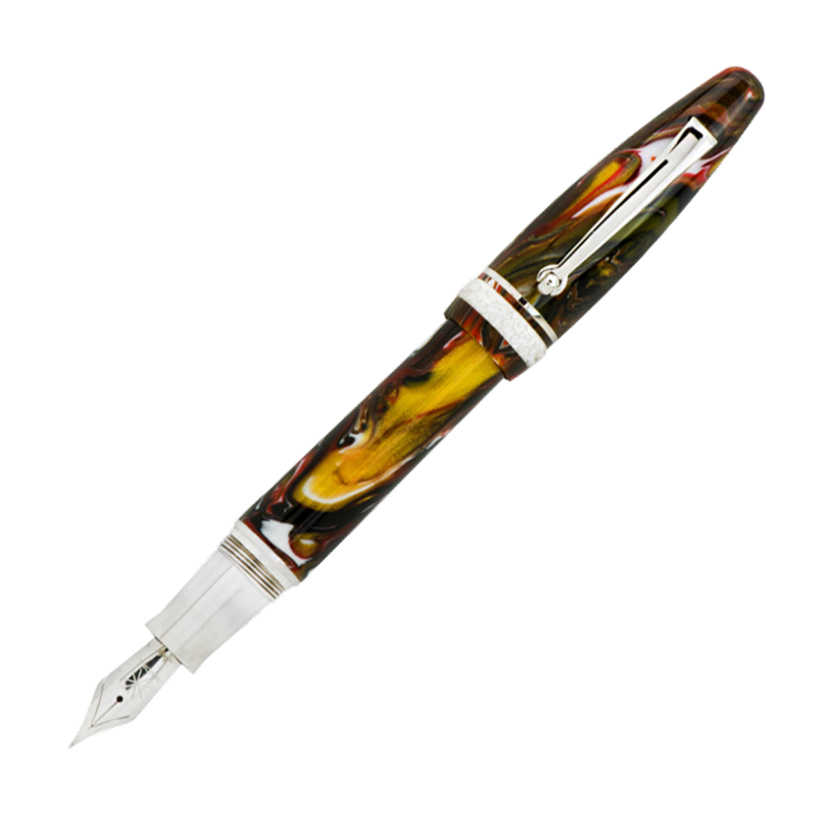 Maiora Ogiva Golden Age Brown w/Chrome Trim (Fire) Fountain Pen (Car