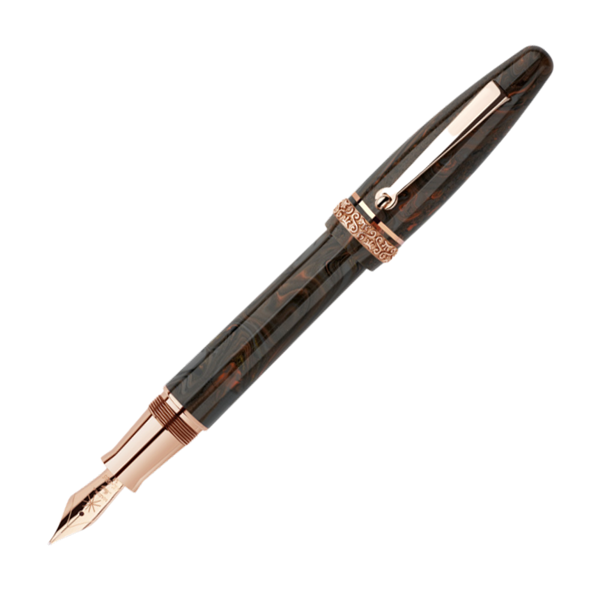Maiora Ogiva Golden Age Brown/Orange w/Rosegold Trim (Earth) - Fountain Pen (Cartridge/Convertor)