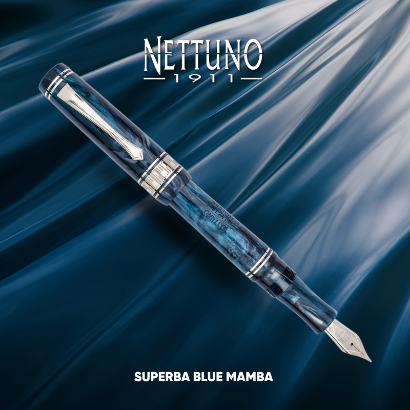 Nettuno Superba Blue Mamba Fountain Pen Collection