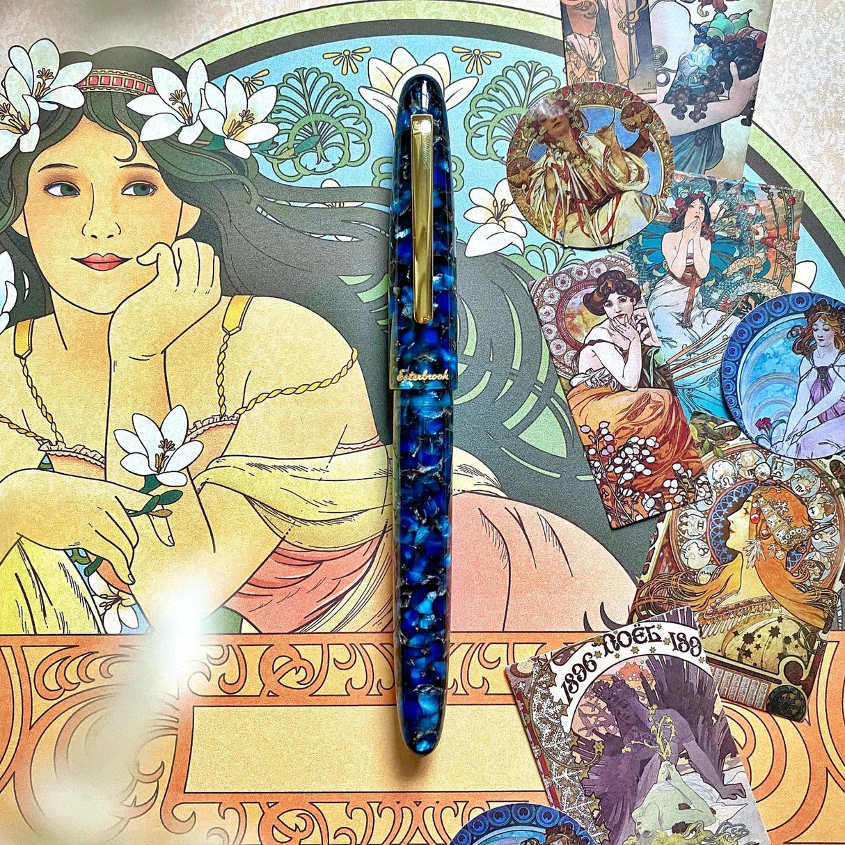 Esterbrook Estie Nouveau Bleu Nouveau Bleu with Gold Trim -  Fountain Pen (Button Piston)