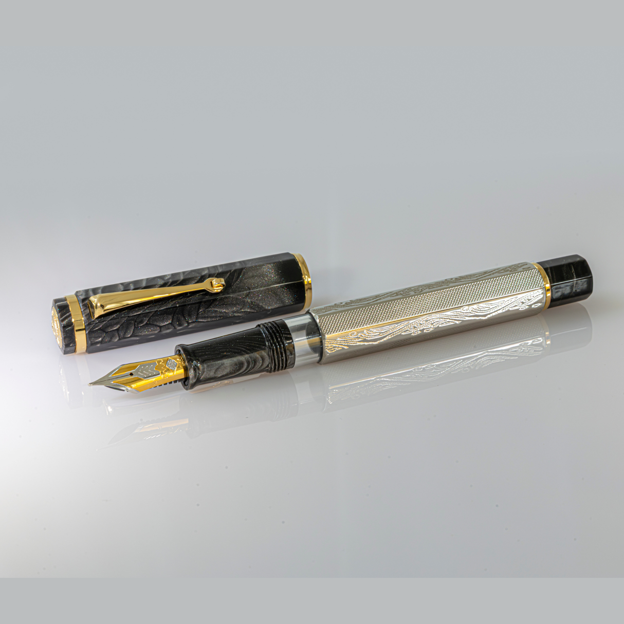 OMAS Cobra Silver Guilloché Fountain Pen