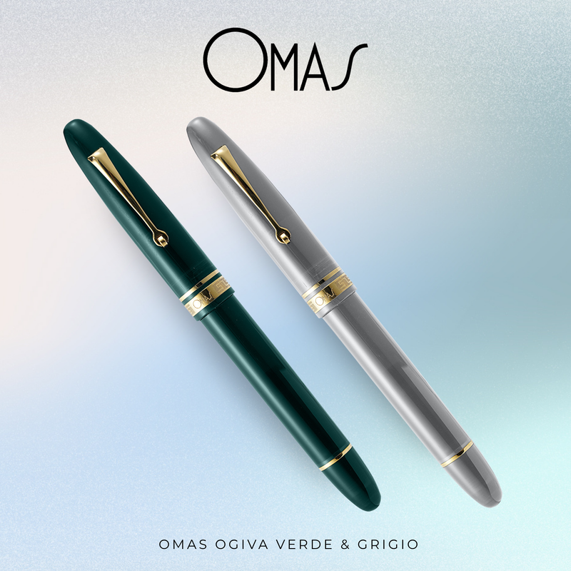 OMAS Ogiva Verde & Grigio Gold Trim Fountain Pen Collection