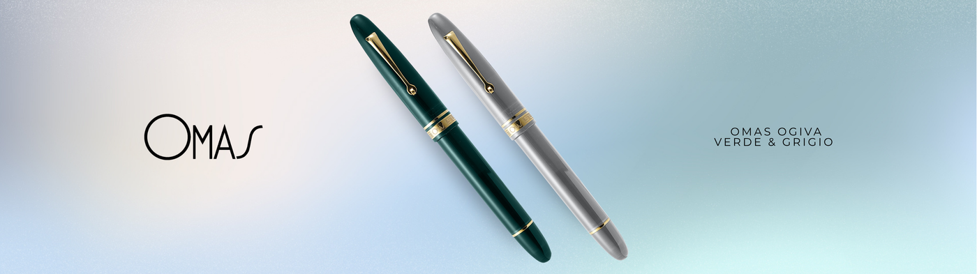 OMAS Ogiva Verde & Grigio Gold Trim Fountain Pen Collection