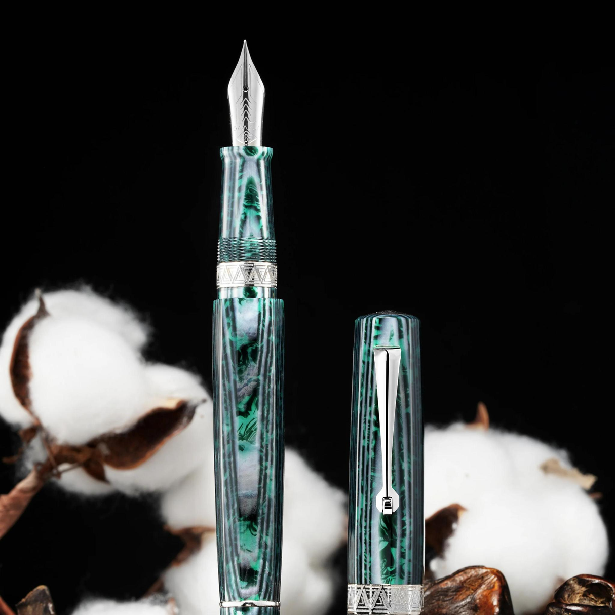 OMAS Paragon Arco Verde Celluloid Silver Trim Fountain Pen
