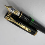 Pelikan M800 Black Gold trim - Window ink view Fountain Pen - Circa 1990